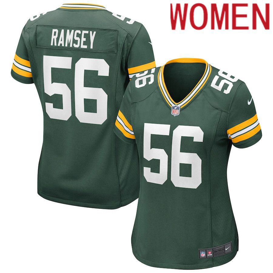 Women Green Bay Packers #56 Randy Ramsey Nike Green Game NFL Jersey
